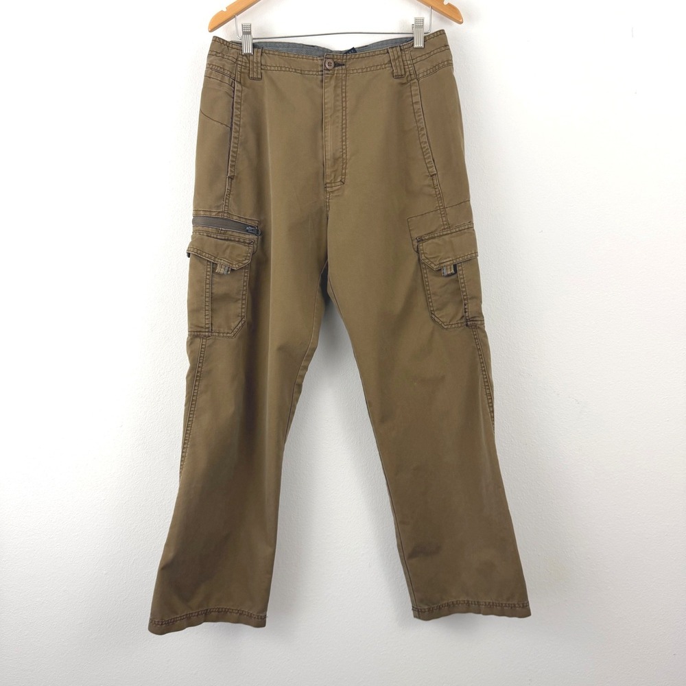 Gorpcore REI Mens 32x30 Brown Organic Cotton Cargo Hiking Pants Utility Pockets